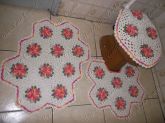 Jogo de banheiro flores hexágono